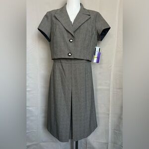 NWT R&K Originals Gray Dress & Bolero Jacket Set Size 14 Career Workwear